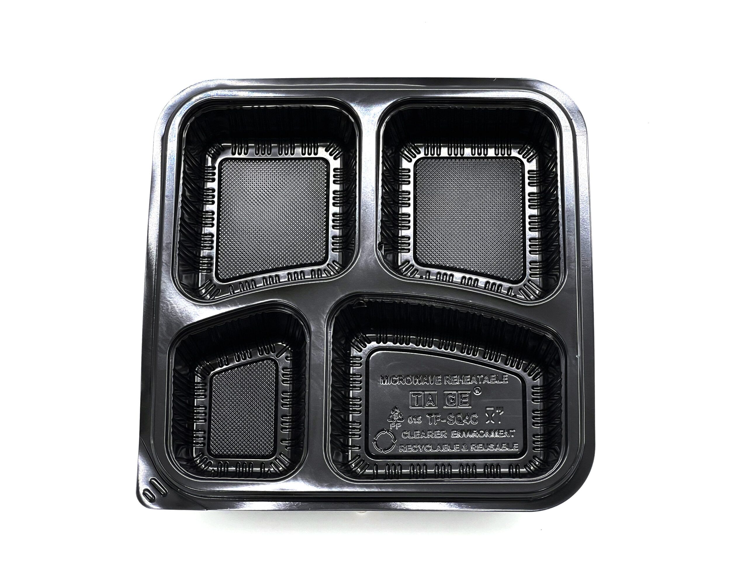 995ml Black 4 Compartment Square Food Container (140ML/250ML/245ML/245ML) (200 sets) - Image 5