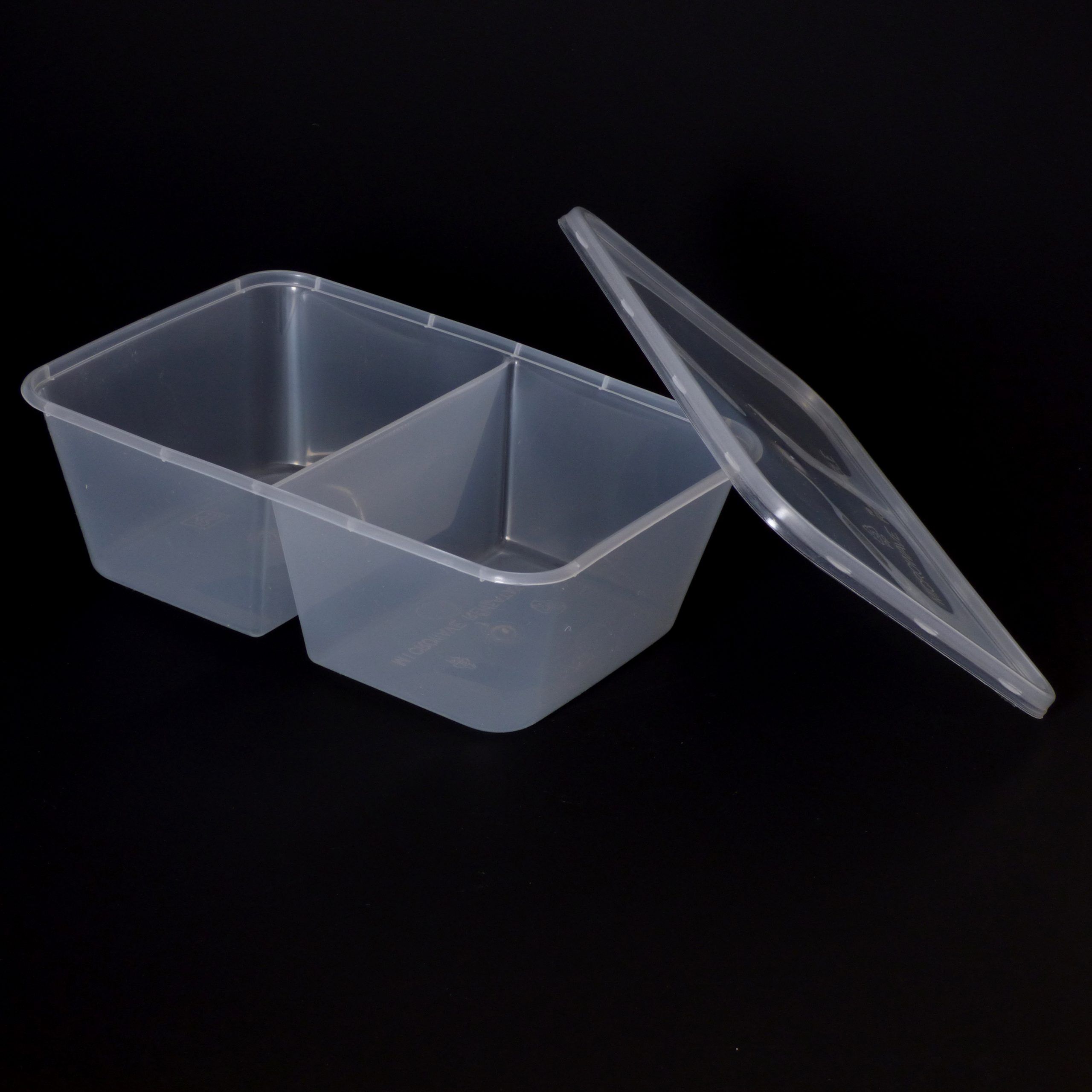 750cc Rectangular Food Container 2 Section (250 sets) - Image 2