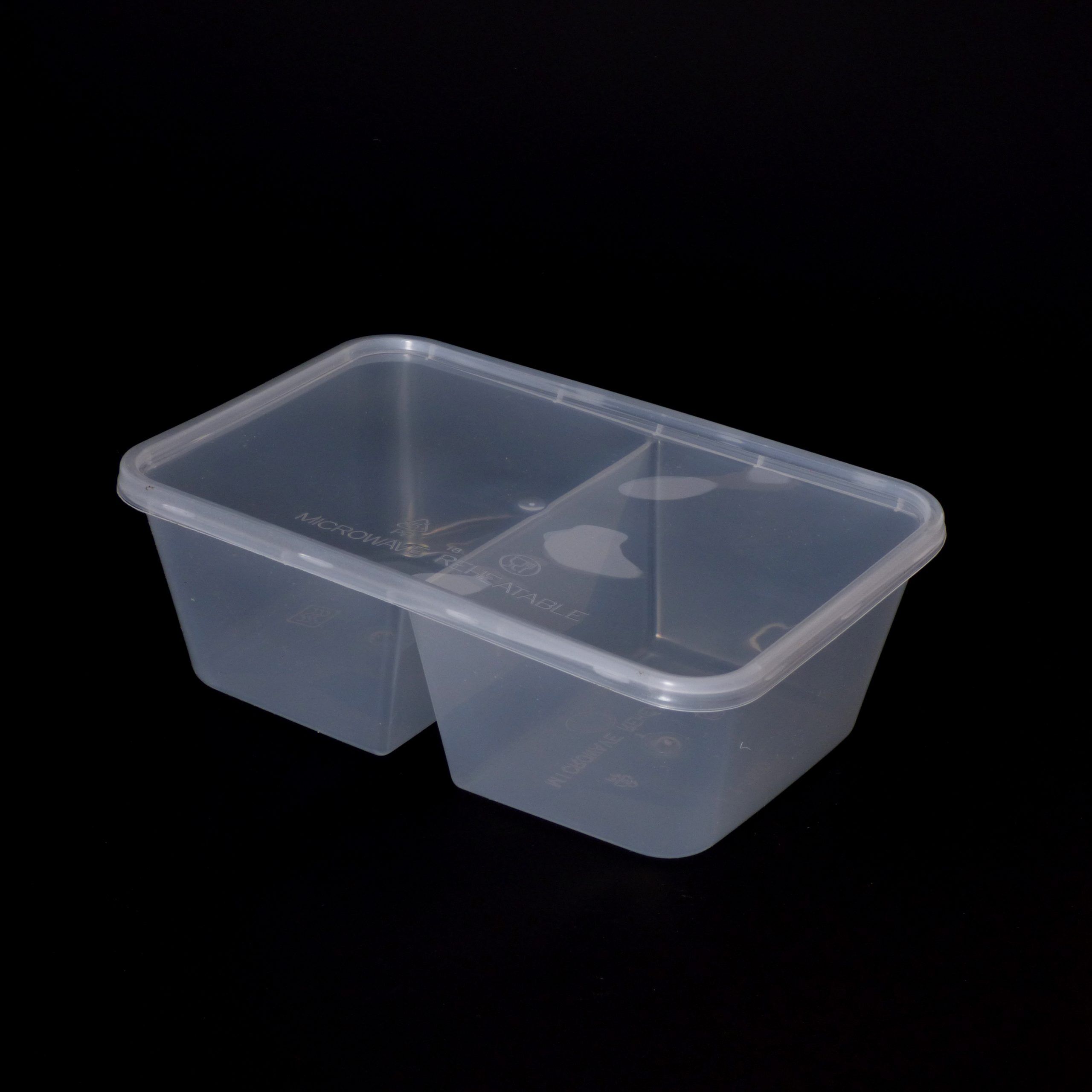 750cc Rectangular Food Container 2 Section (250 sets)