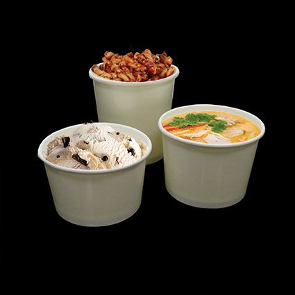 8oz White Heavy Duty Paper Container with Plastic Lid - (500pcs) - Image 2