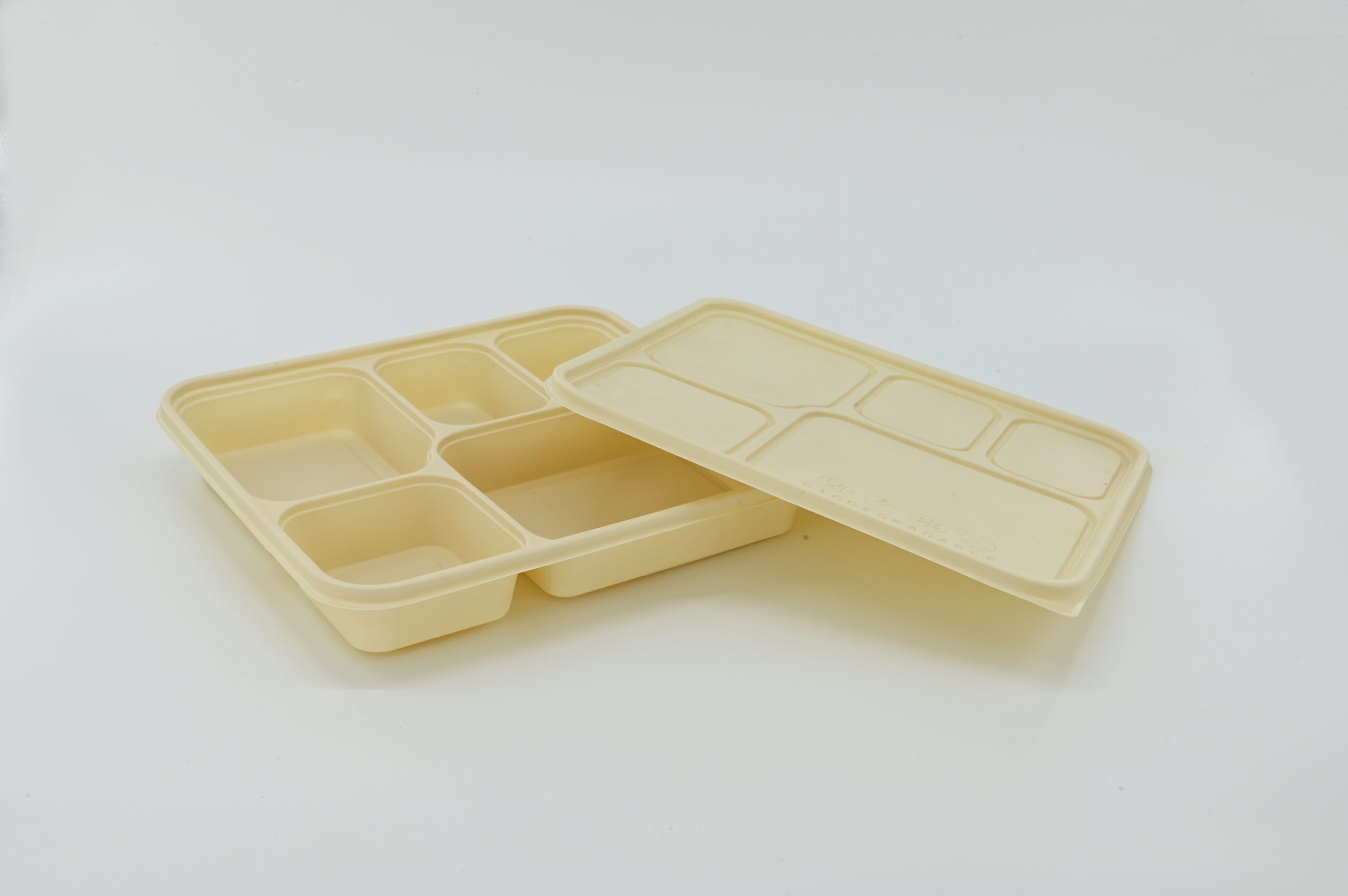5 Compartment biodegradable food container, 100sets