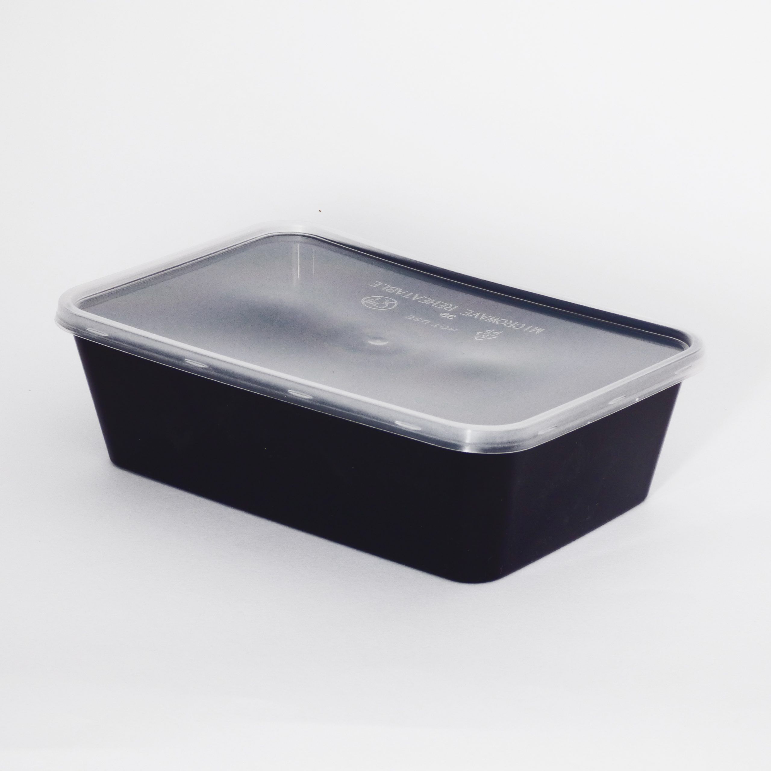650cc Rectangular Food Container Black Base with Clear Lid 250 sets
