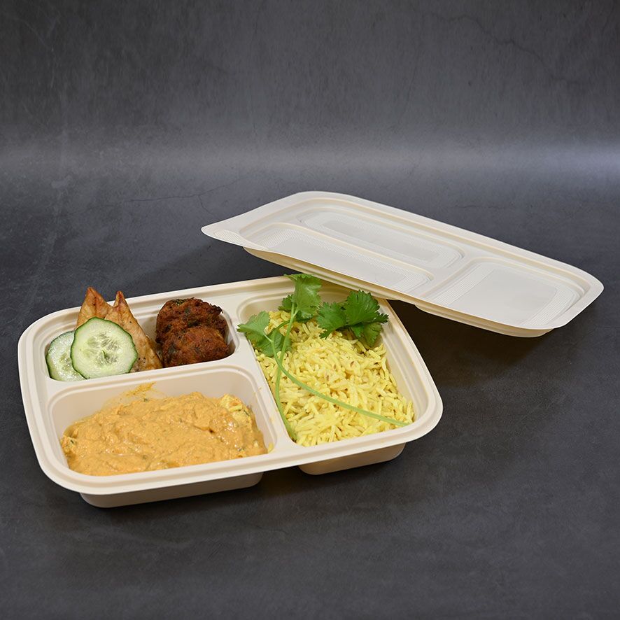3 Compartment biodegradable food container (100 sets) - Image 3