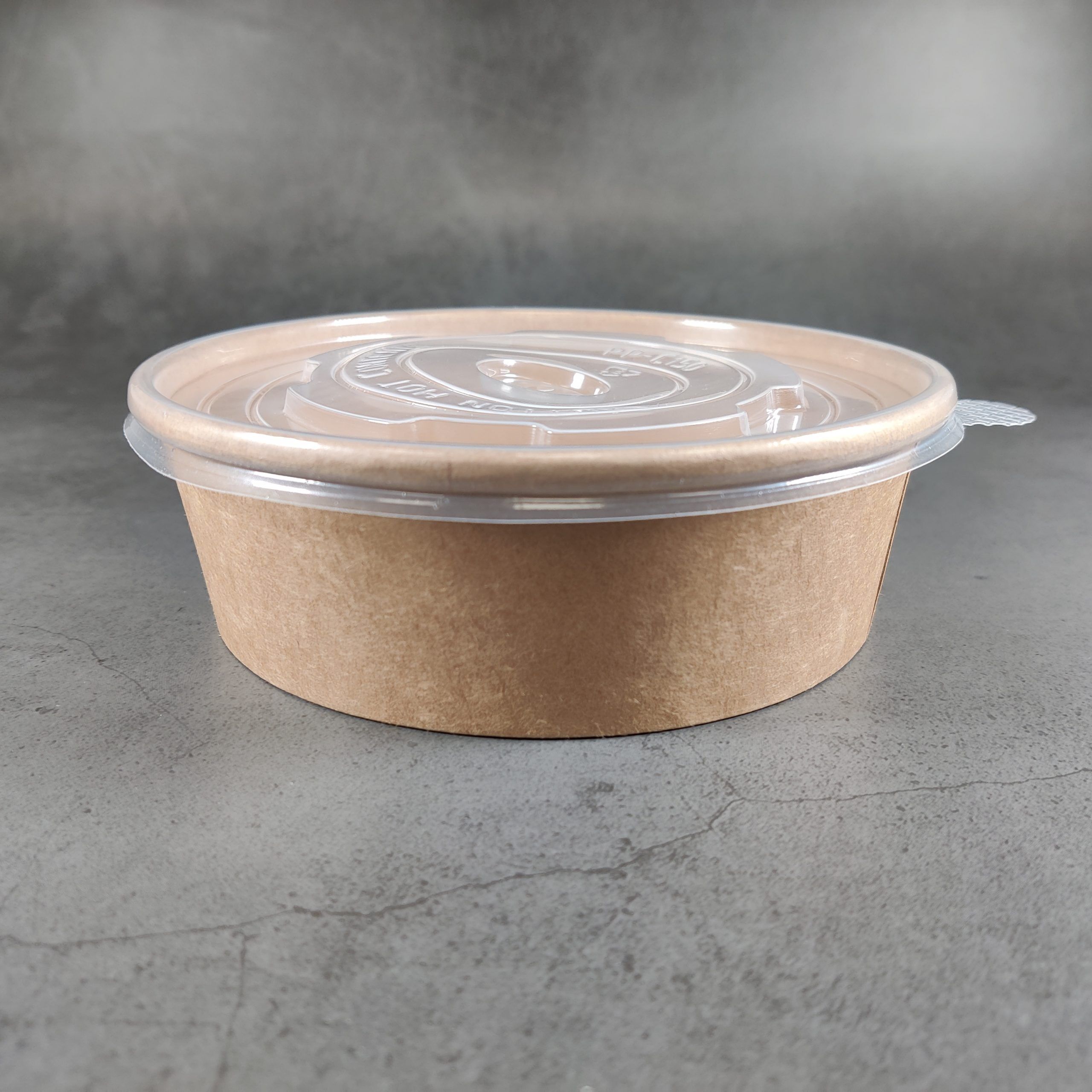Kraft Paper Food Bowls (500cc) with lids (300 sets)