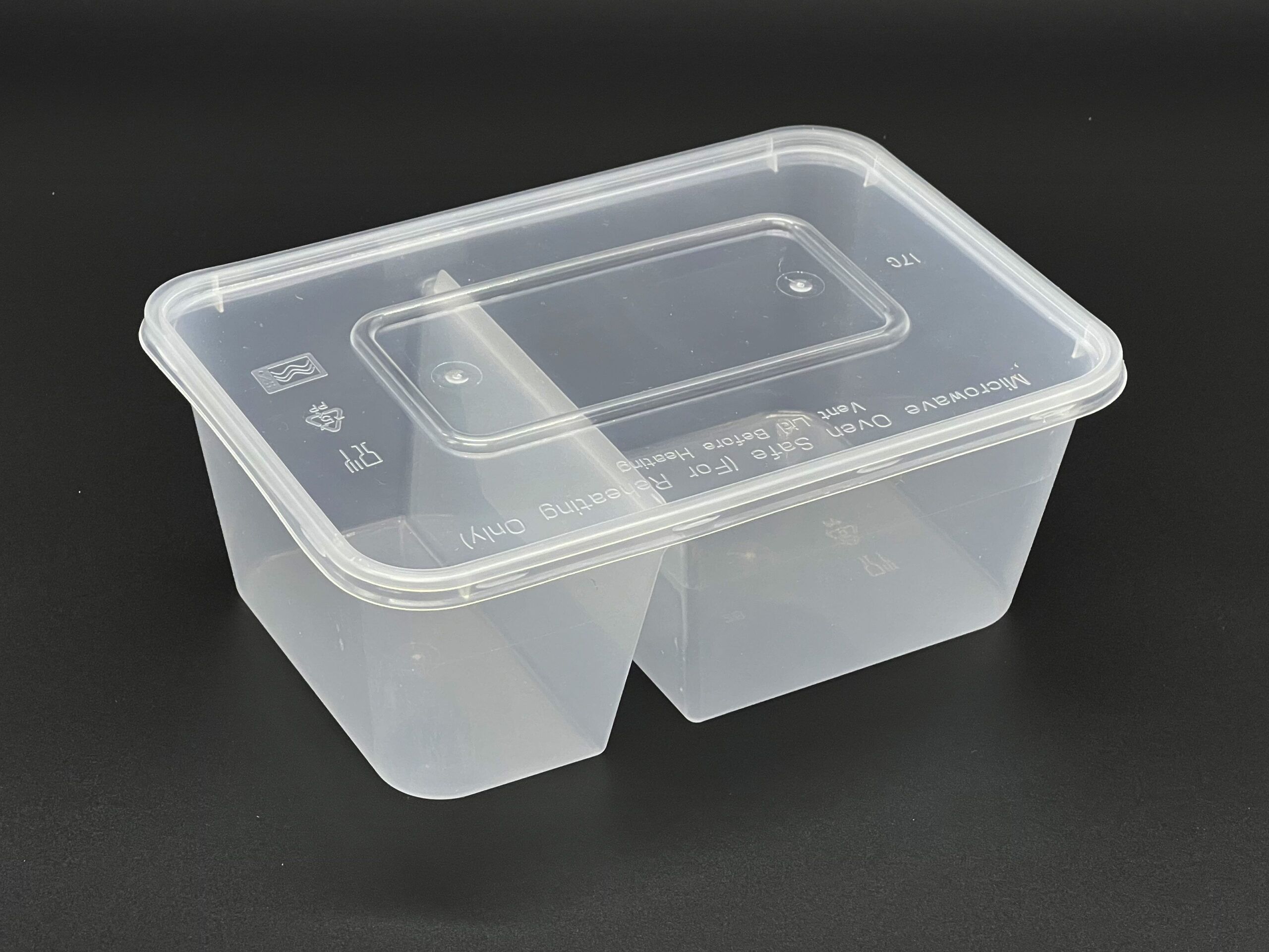 1000cc Rectangular Food Container 2 Section (700/300) Clear, 250 sets - Image 3