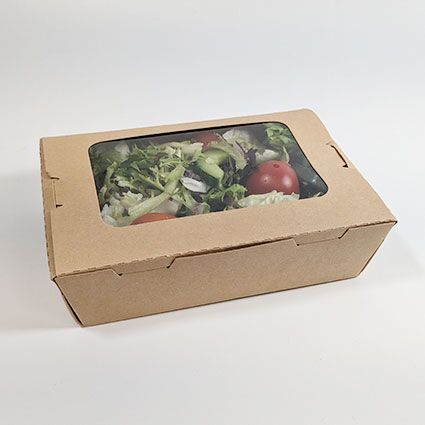 Kraft Paper Takeaway Box with Window (900cc) (200 sets) - Image 4