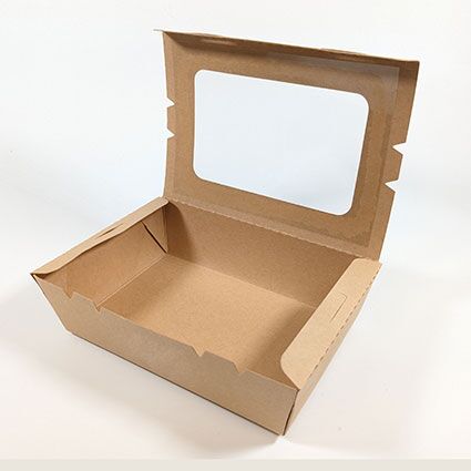 Kraft Paper Takeaway Box with Window (900cc) (200 sets) - Image 2