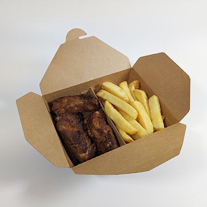 2 Compartment Kraft Paper Takeaway Food Container (1000ml) (200 sets) - Image 4