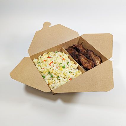 2 Compartment Kraft Paper Takeaway Food Container (1500cc) (200 sets) - Image 4