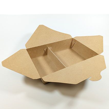 2 Compartment Kraft Paper Takeaway Food Container (1500cc) (200 sets) - Image 3