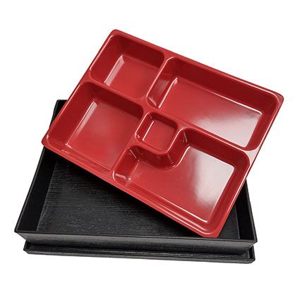 10.25" Plastic Bento Box, Black/Red - Image 4
