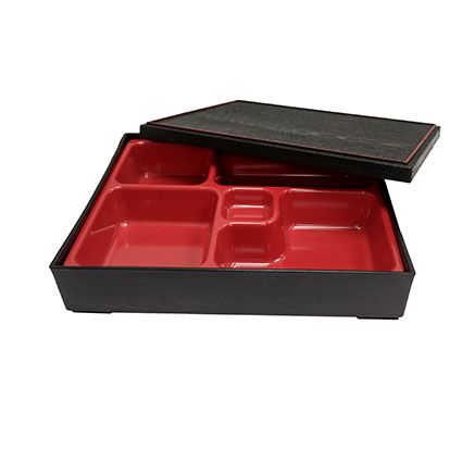 10.25" Plastic Bento Box, Black/Red - Image 2