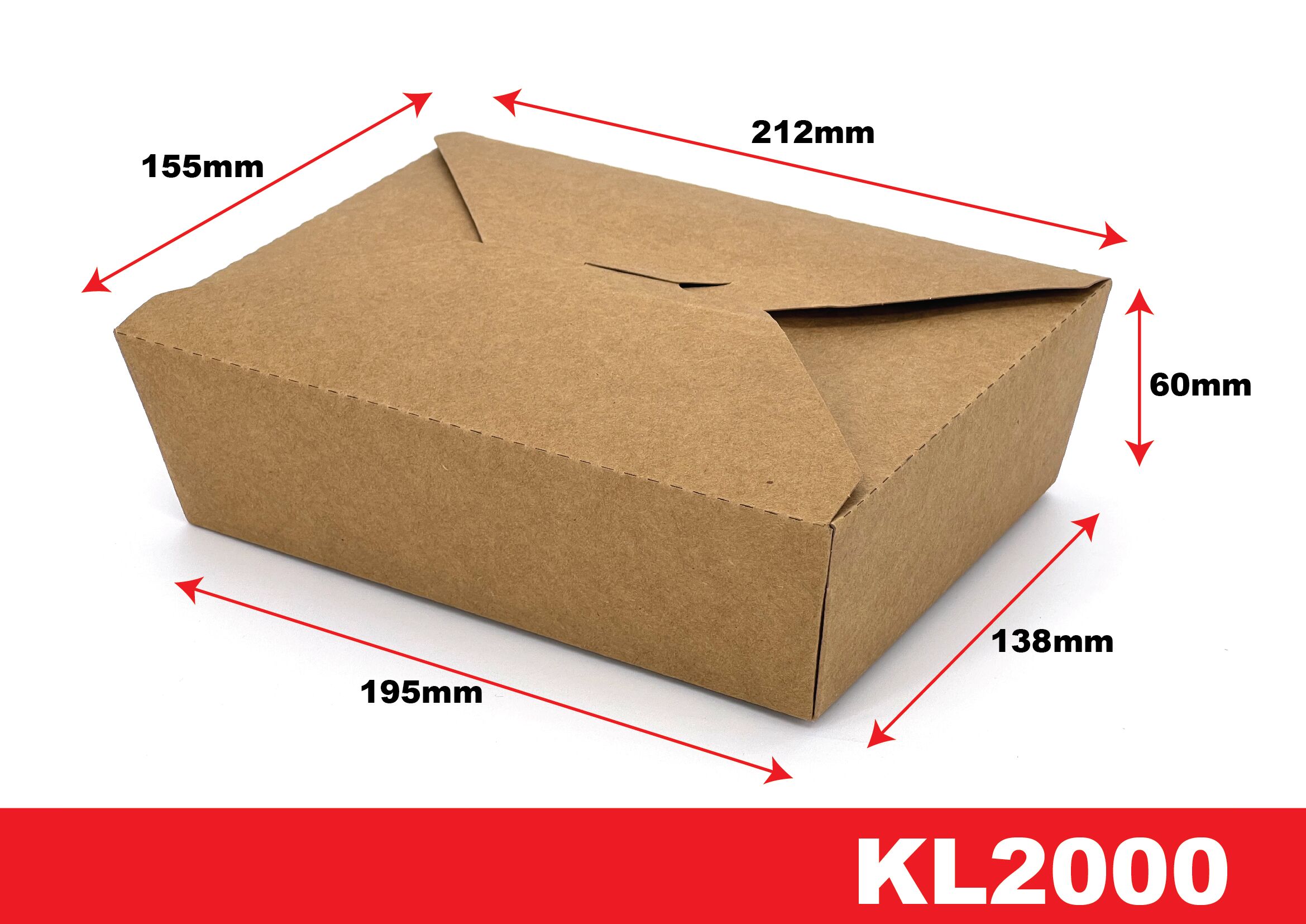 Kraft Paper Takeaway Food Container (2000ml) - Image 4