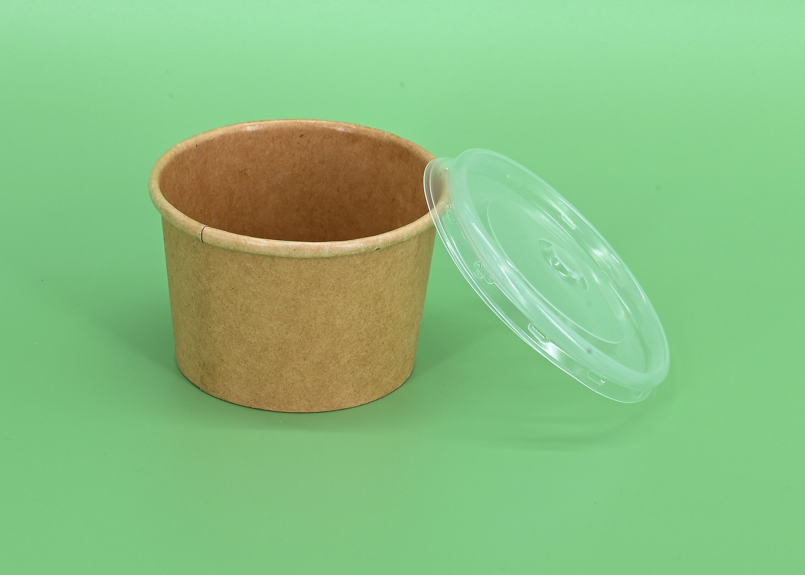 3.5oz Kraft Paper Container with Plastic Lid - (1000pcs) - Image 2