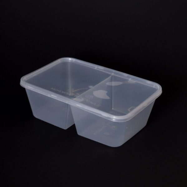 1000cc Rectangular Food Container 2 Section (50:50) 250 sets (T1000D)