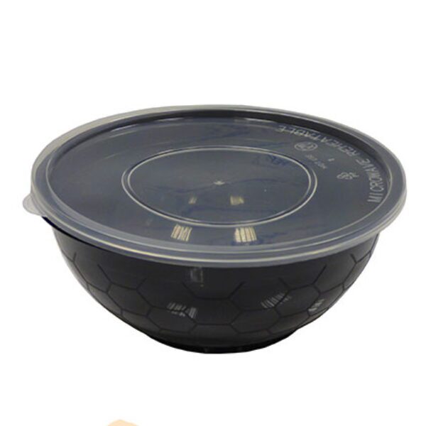 1050cc Round Black Food Container with Lids (150 sets)
