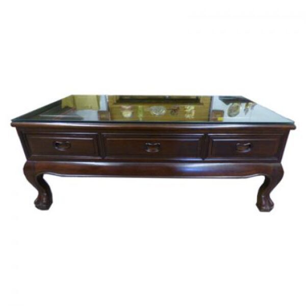 (T6) Tiger Legged Coffee Table with Glass Top