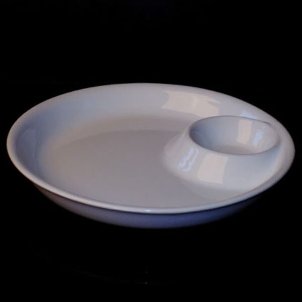 30.5cm / 12" Round Serving Plate with Dipping Well (Vitrified)