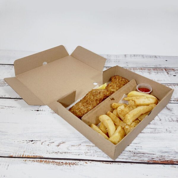 Premium Kraft paper Meal box with divider medium (100pcs)