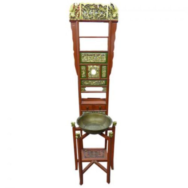 (S1) Red/Gold Stand with Copper Basin