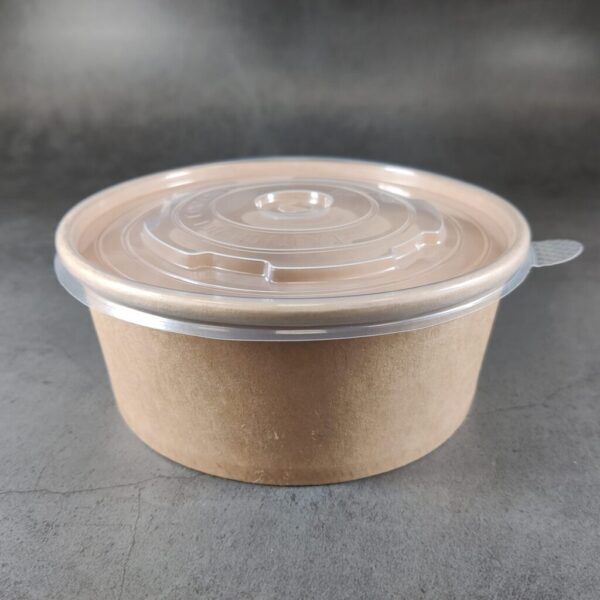 Kraft Paper Food Bowls (750cc) with lids (300 sets)