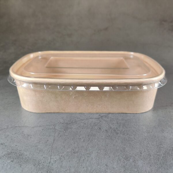 Kraft Paper Food Rectangular Box (500cc) with lids (300 sets)
