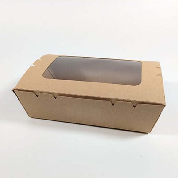 Kraft Paper Takeaway Box with Window (900cc) (200 sets)