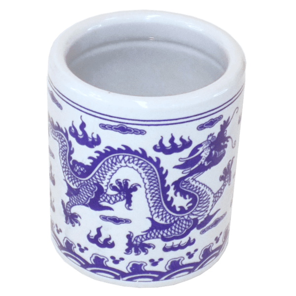 Large Ceramic Pen Holder - Blue Dragon