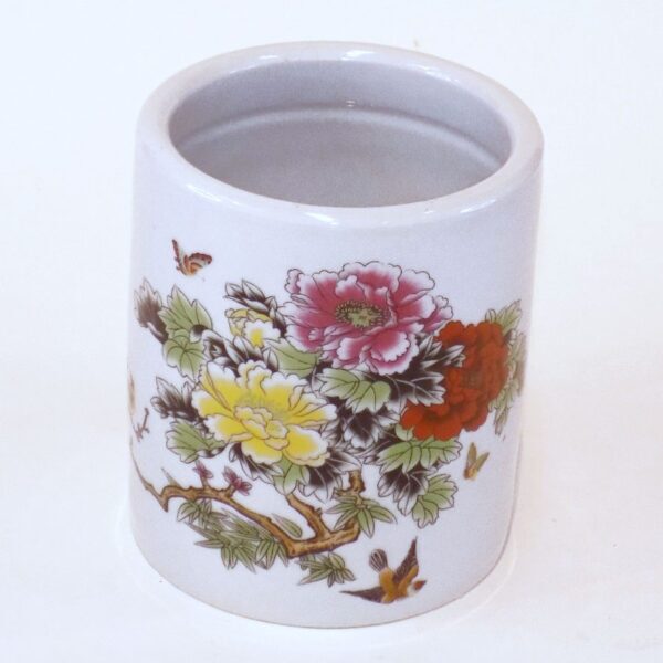 Large Ceramic Pen Holder - Flowers