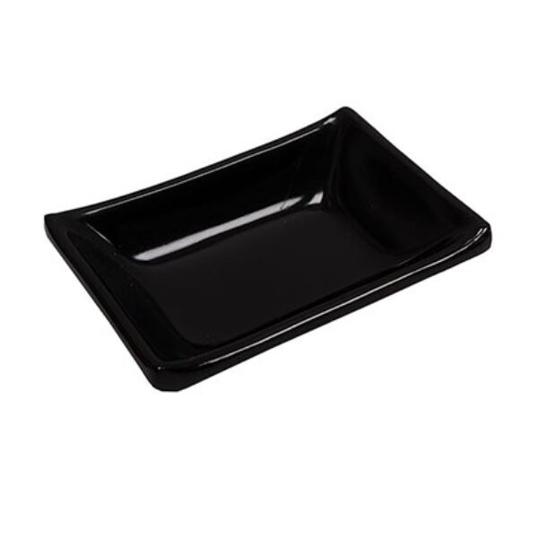 9cm /3.5" Black Plastic Rectangular Sauce Dish (10pcs) @ £0.85 + vat each
