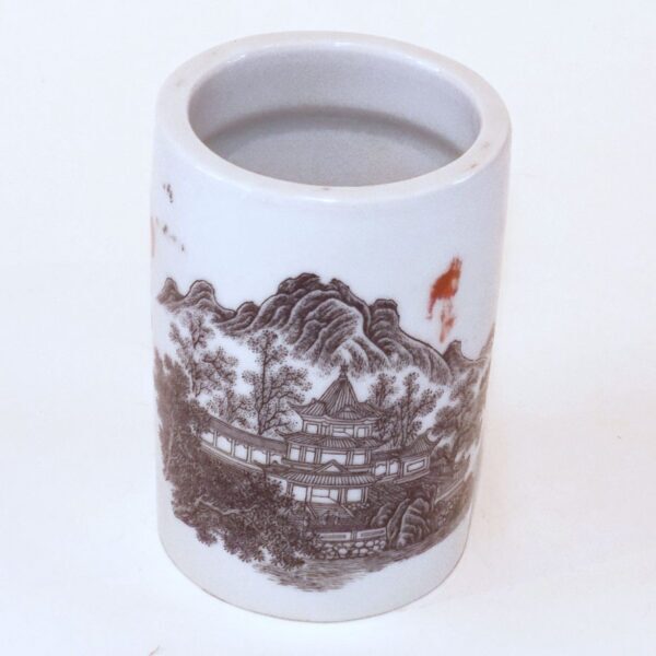 Small Ceramic Pen Holder - B/W Scenery