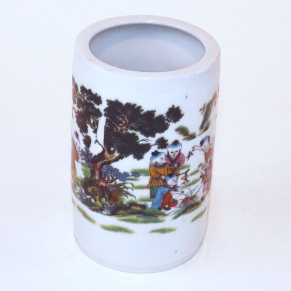 Small Ceramic Pen Holder - Children Playing
