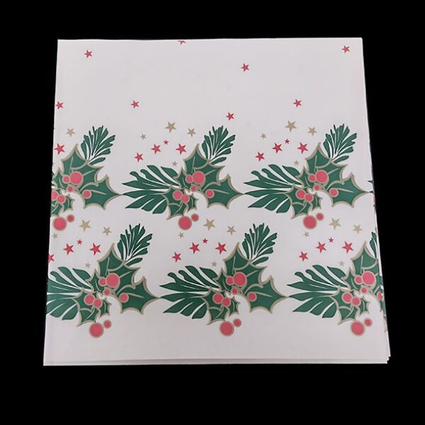 Xmas "Holly Fern" Wipeable Table Covers, 120 cm, (50pcs)
