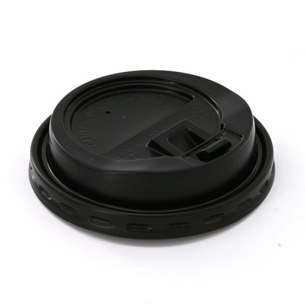 8oz Black Coffee Cup Reclosable Sip-Thru Lids
