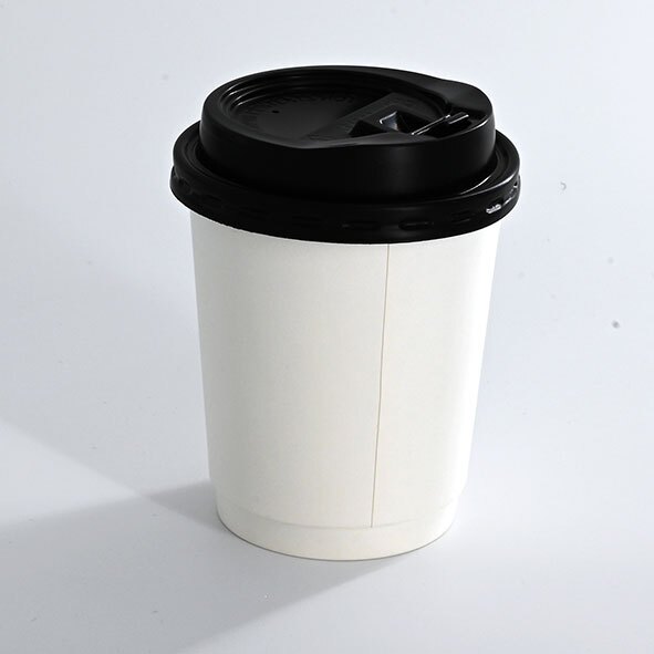 8oz Black Coffee Cup Reclosable Sip-Thru Lids - Image 2