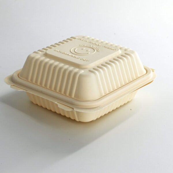 (BIO-D) Corn Starch Clamshell Container (burger box), 450ml,250pcs/ctn