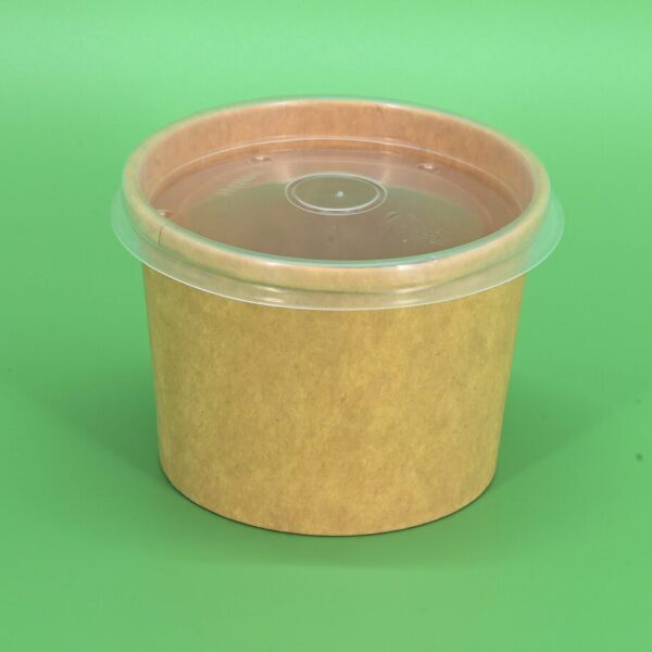 8oz Kraft Paper Container with Plastic Lid - (250pcs)