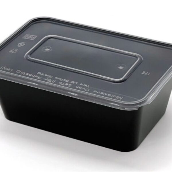 1000cc Food Container Black Base with Clear Lid 250 sets