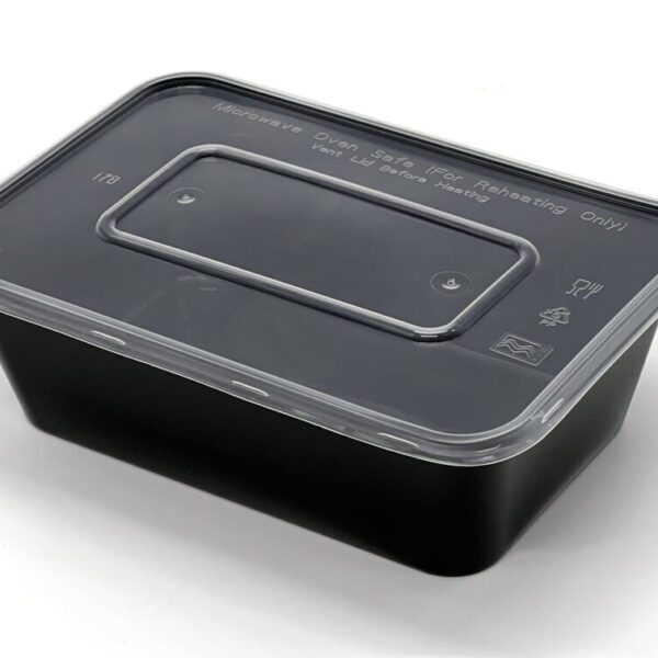 750cc Food Container Black Base with Clear Lid 250 sets