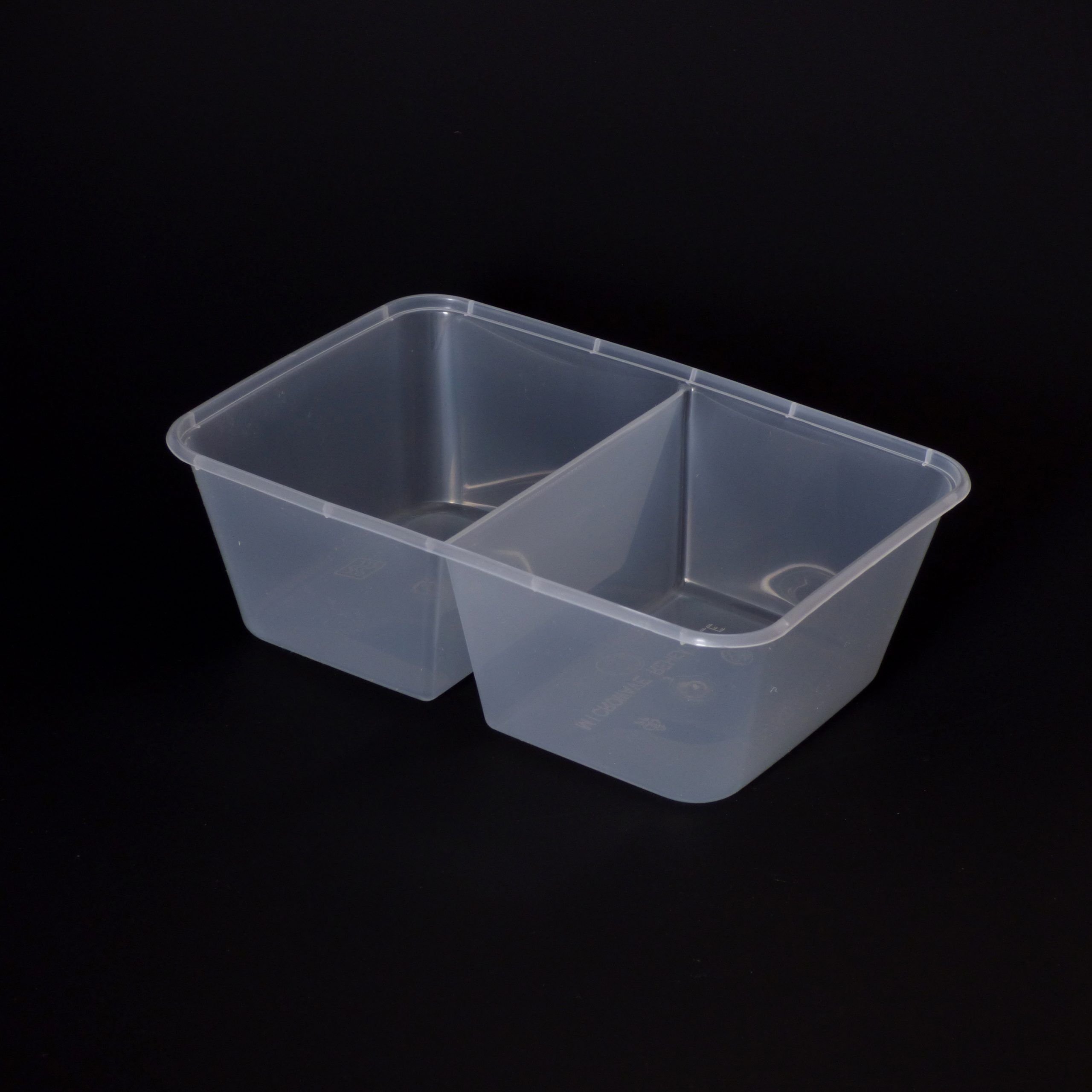 1000cc Rectangular Food Container 2 Section (50:50) 250 sets (T1000D) - Image 2