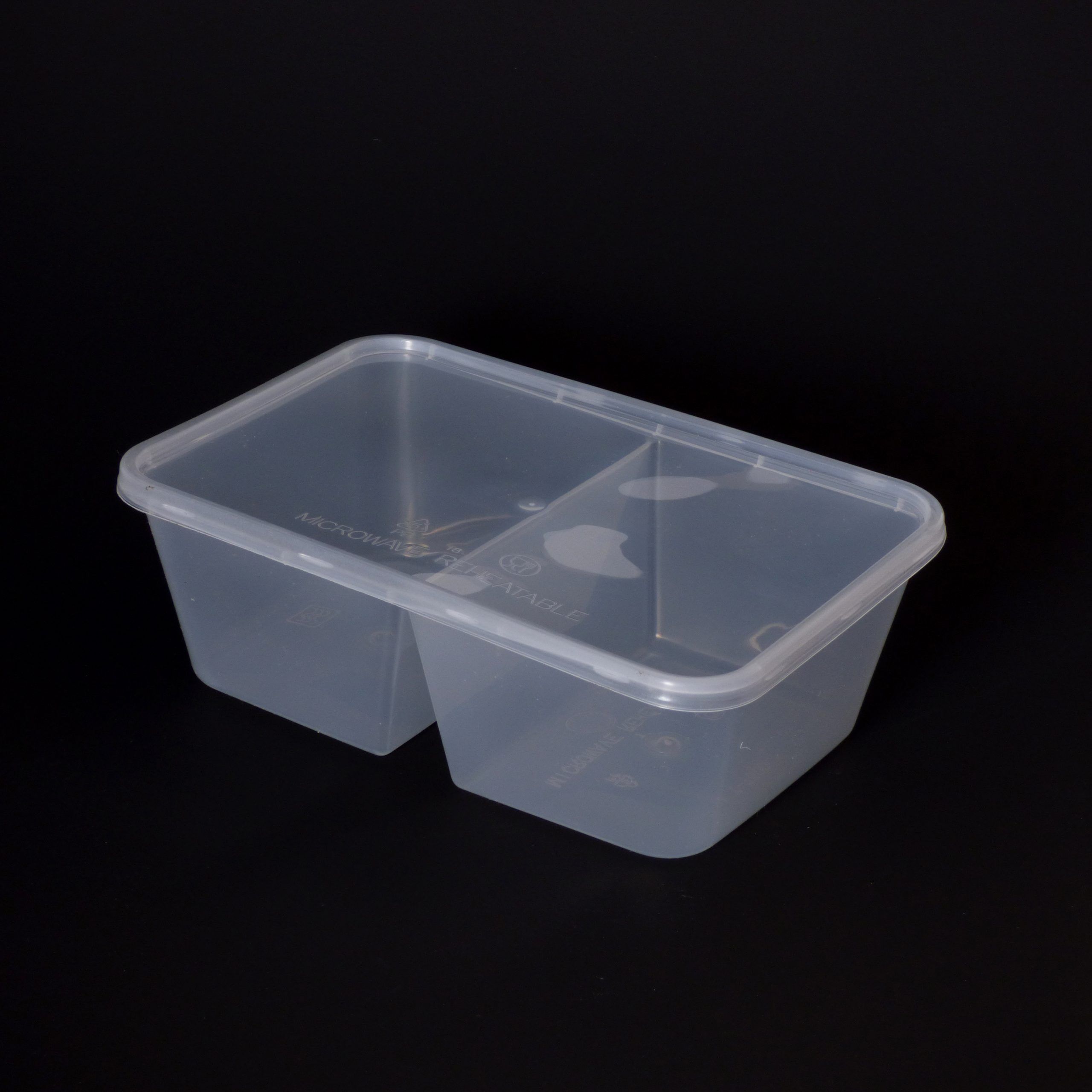 1000cc Rectangular Food Container 2 Section (50:50) 250 sets (T1000D)