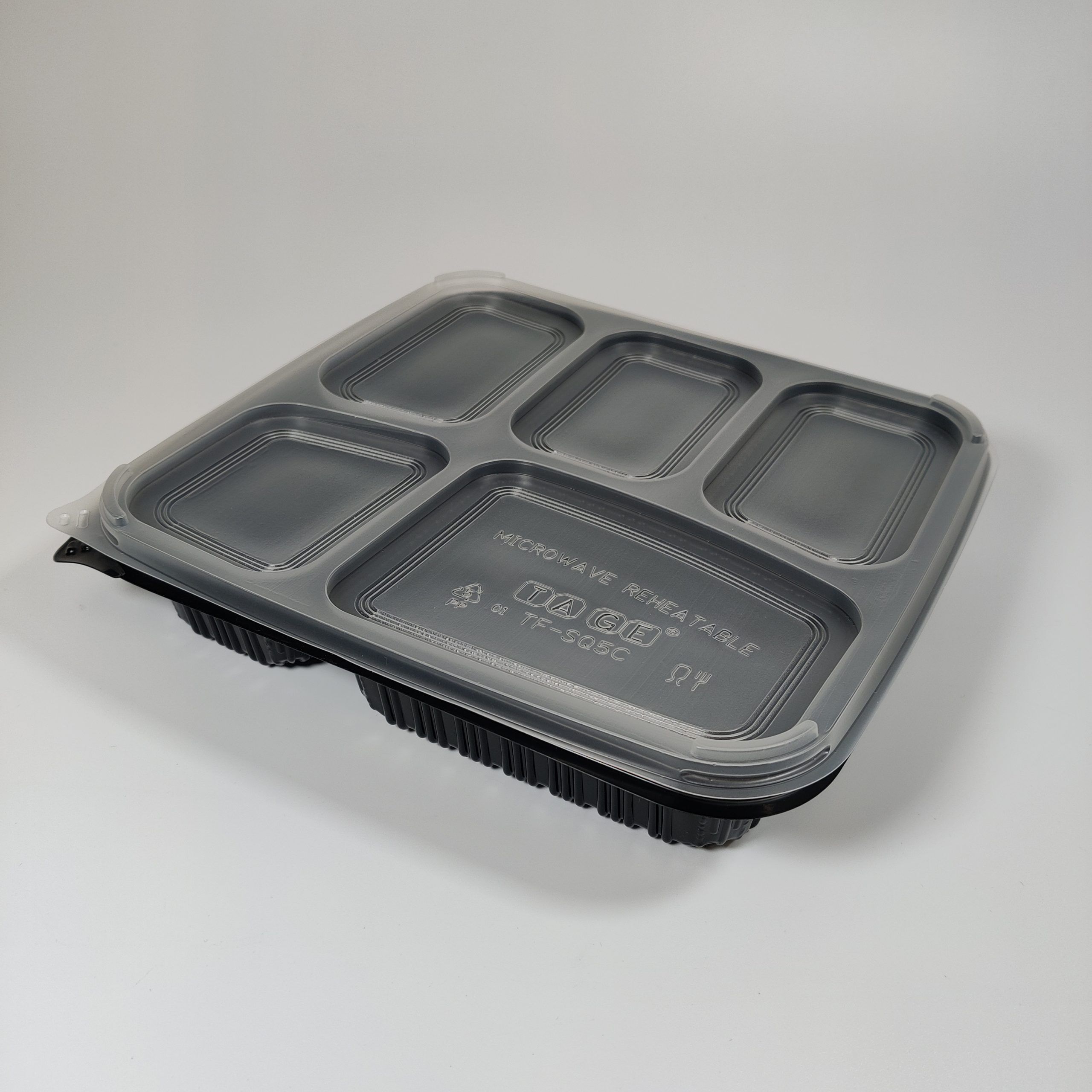 1000ml Black 5 Compartment Square Food Container (170ML/340ML/170ML/150ML/170ML) (200 sets)
