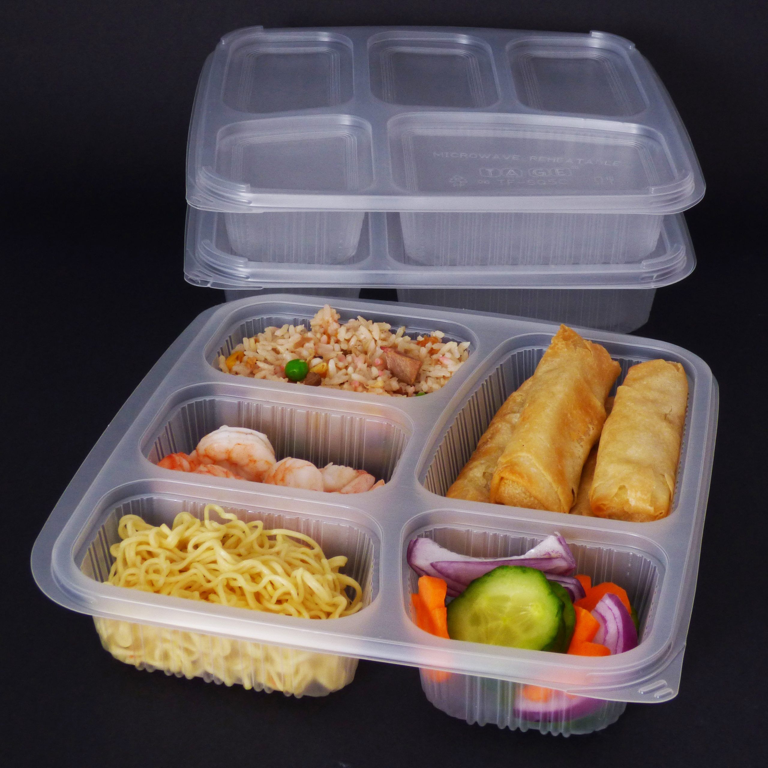 1000ml 5 Compartment Square Food Container (170ML/340ML/170ML/150ML/170ML) (200 sets) - Image 2