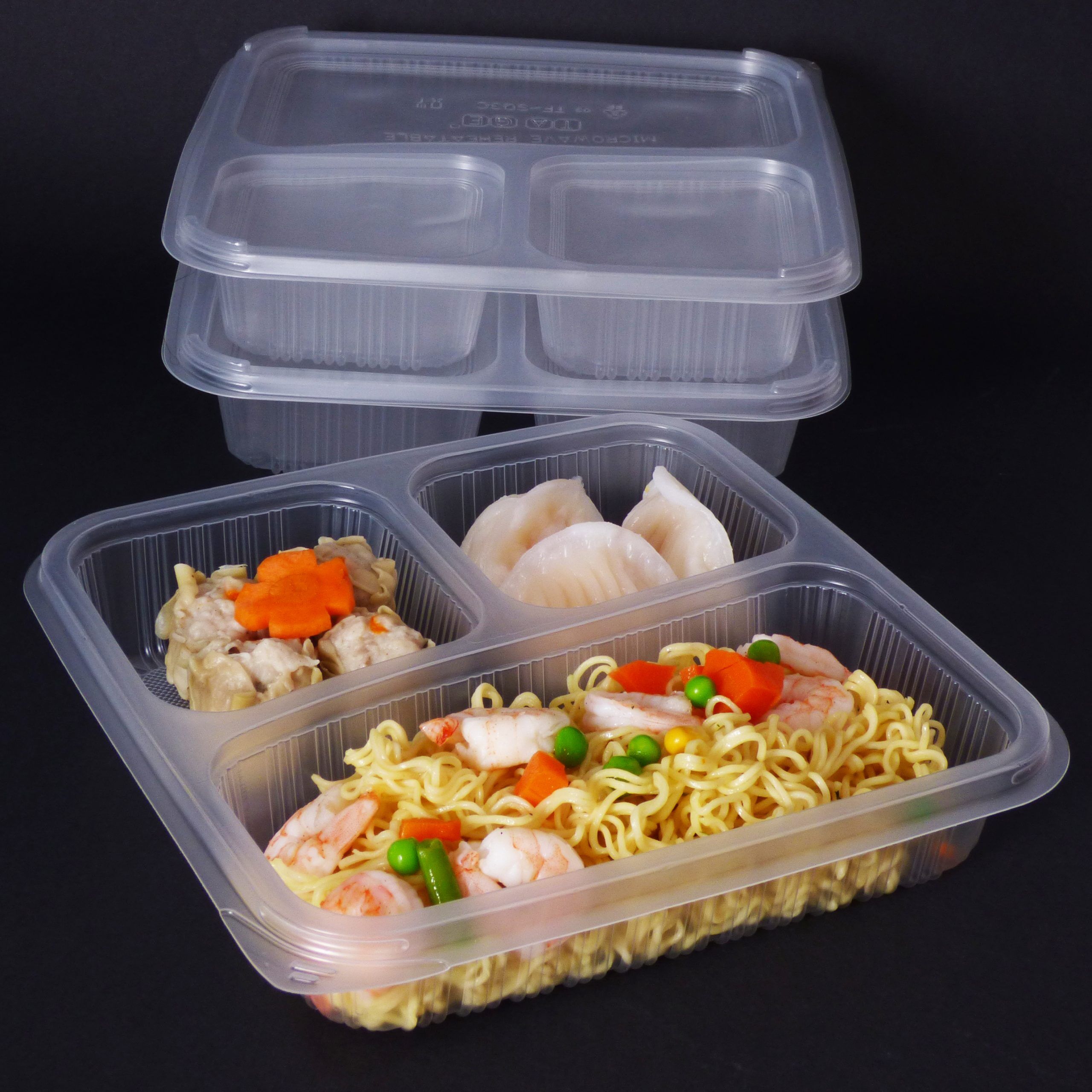 930ml 3 Compartment Square Food Container (480ML/240ML/210ML) (200 sets) - Image 2