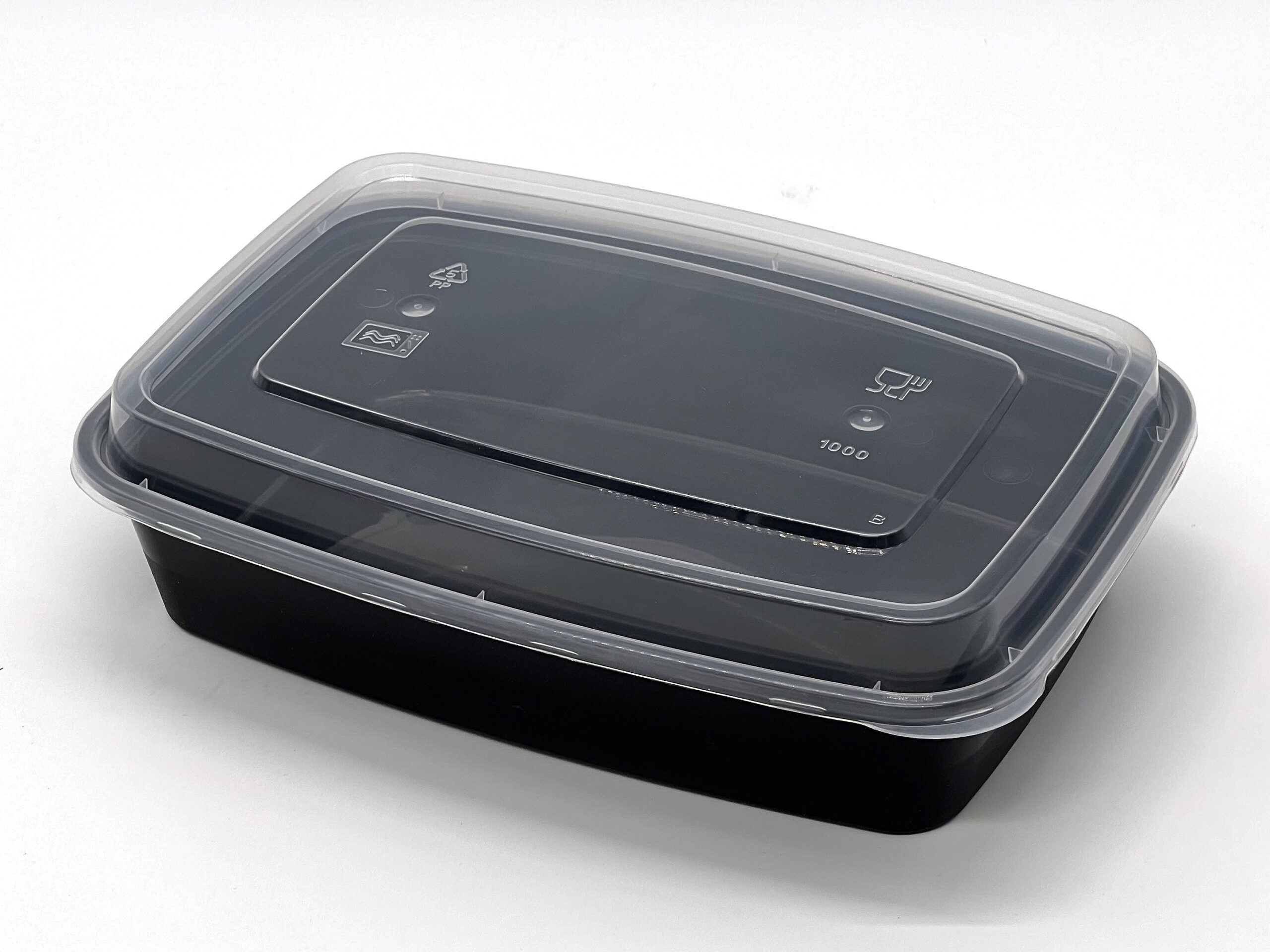 1000cc Rectangular Food container Black Base with Clear Dome Lid 150sets - Image 5