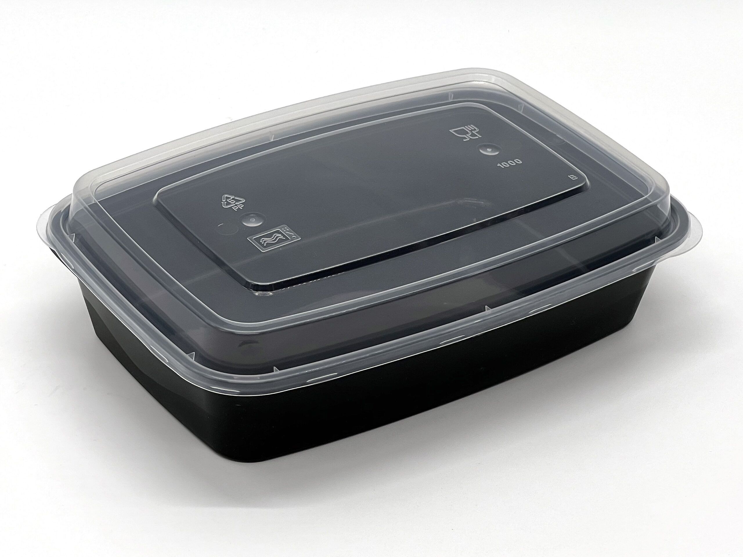 1000cc Rectangular Food container Black Base with Clear Dome Lid 150sets - Image 2