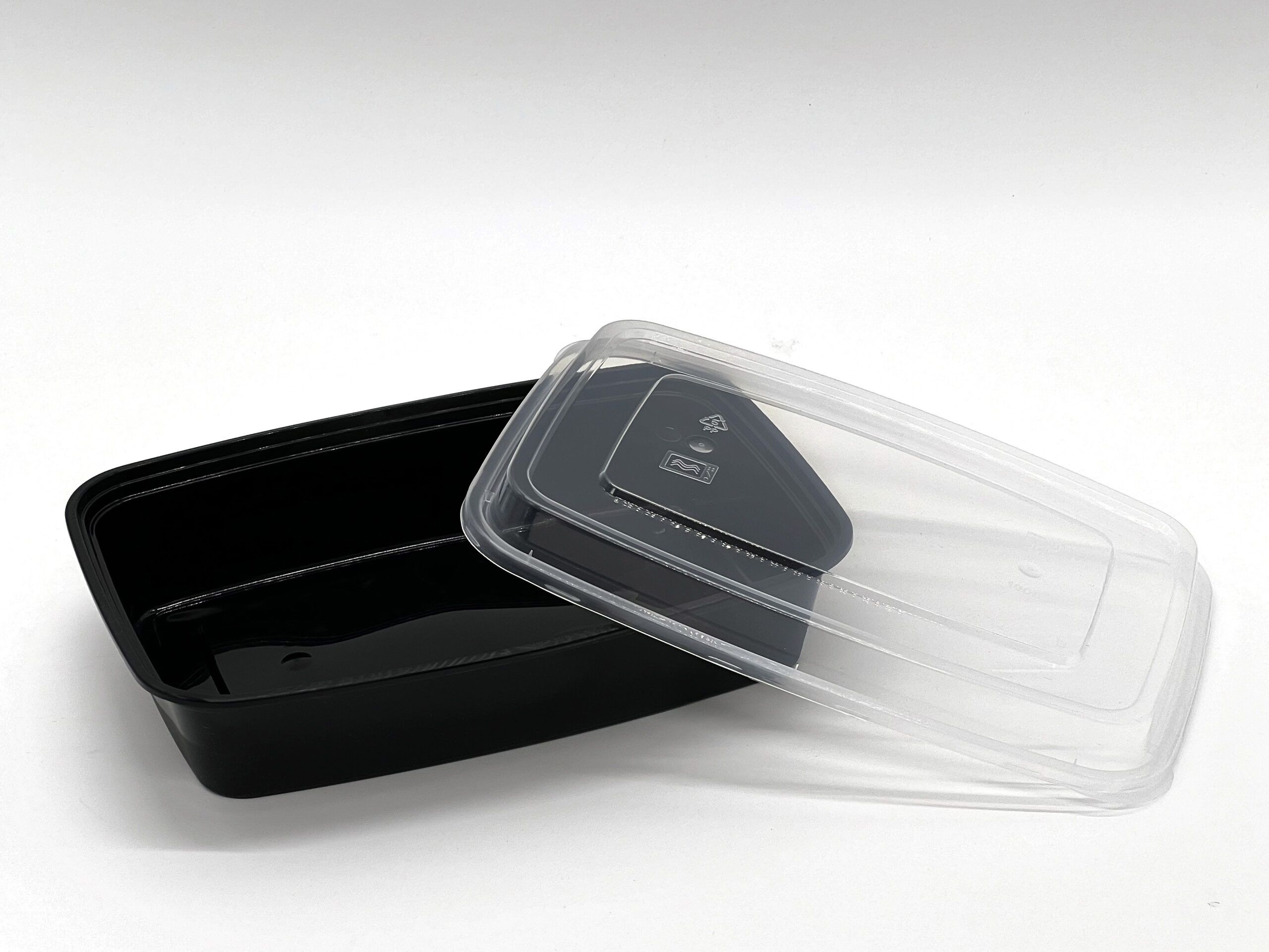 1000cc Rectangular Food container Black Base with Clear Dome Lid 150sets - Image 3