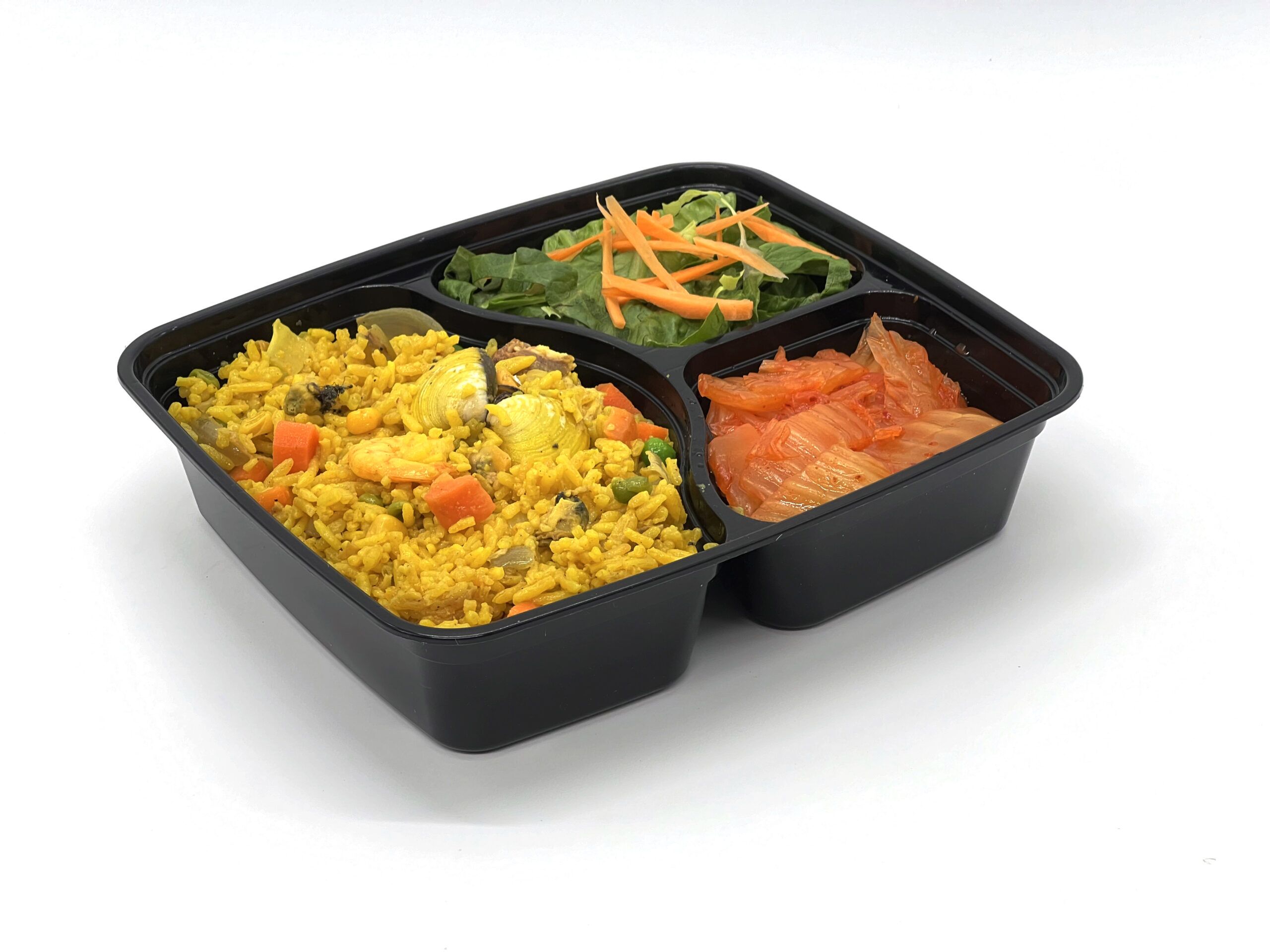 1100cc 3 Compartment Black base with clear lid 150 sets - Image 5