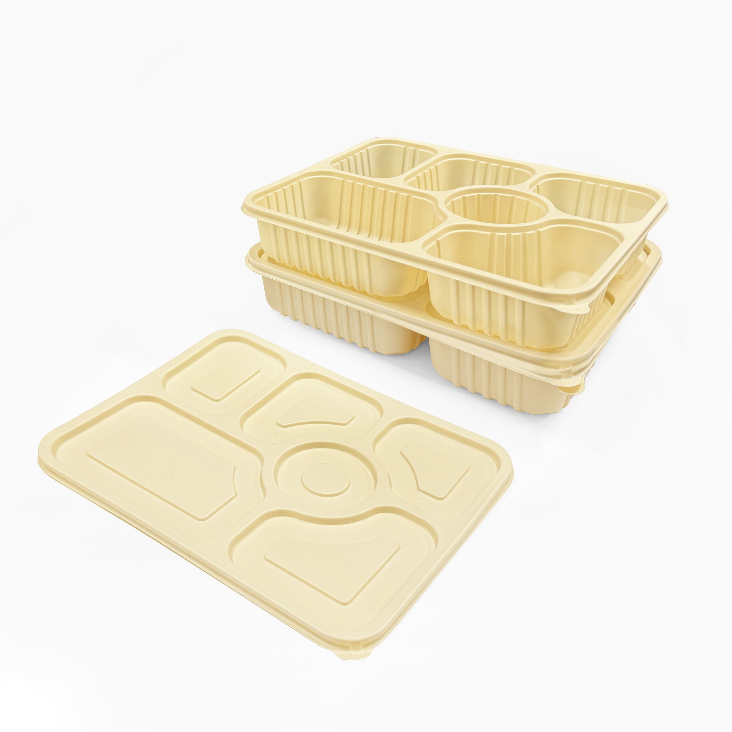 6 Compartment biodegradable food container, 100sets - Image 6