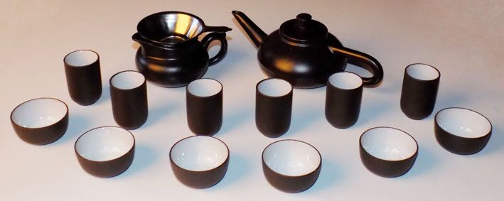 Mini Tea Set - Dark Brown Clay Ceramic